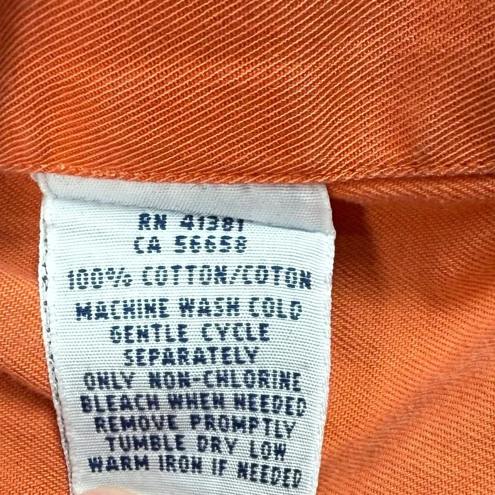 Polo Ralph Lauren Button Up Shirt Mens Large Orange‎ Long Sleeve Cotton Utility